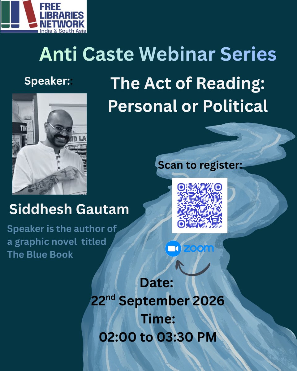 FreeLibNetwork's tweet photo. FLN is back with our next Anti Caste Webinar Series session titled "The Act of Reading: Personal or Political" by Siddhesh Gautam (@bakeryprasad) as the speaker. To join please register through the following link:
https://t.co/ZGtCBAB6Te https://t.co/vW0liIaVGL