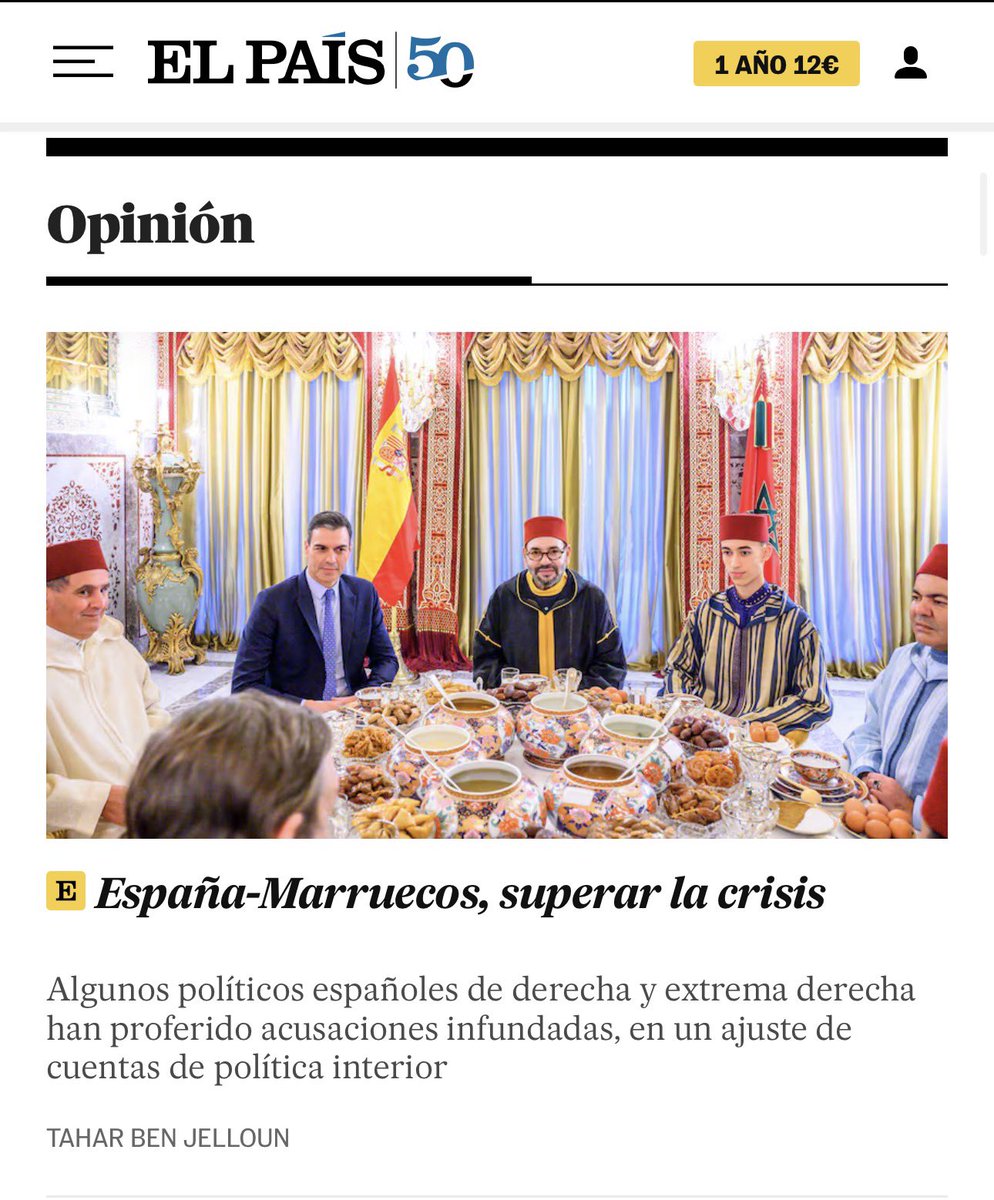 elequidistante's tweet photo. Hoy en Lo País han permitido la publicación de una columna de opinión de Tahar Ben Jelloun, que dice absolutas barbaridades sobre Ceuta y Melilla:

“Estas dos ciudades situadas en territorio marroquí se consideran europeas”

“No es normal que la frontera europea esté en territorio africano”

Luego nos sorprendemos. Tenemos al enemigo en casa