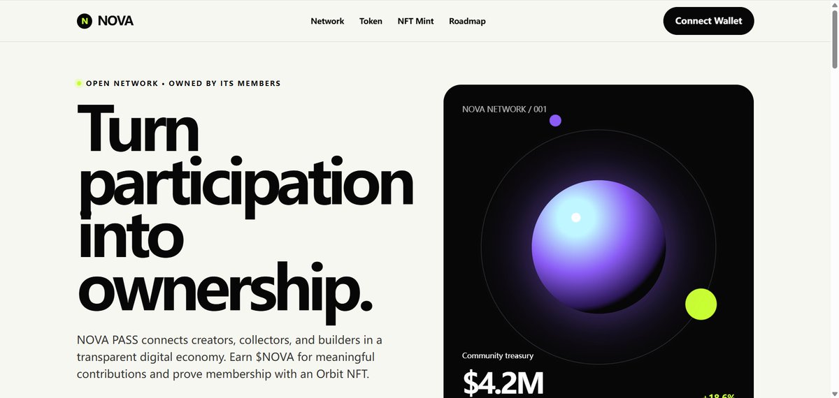 NovaPassFun's tweet photo. What can you do with $NOVA?
◆ Vote on treasury and product proposals
◆ Earn rewards for verified contributions
◆ Participate in creator pools
◆ Access staking and ecosystem services
◆ Help shape the future of NOVA PASS
Utility first. Community owned. https://t.co/Kxv0vEjoHL
