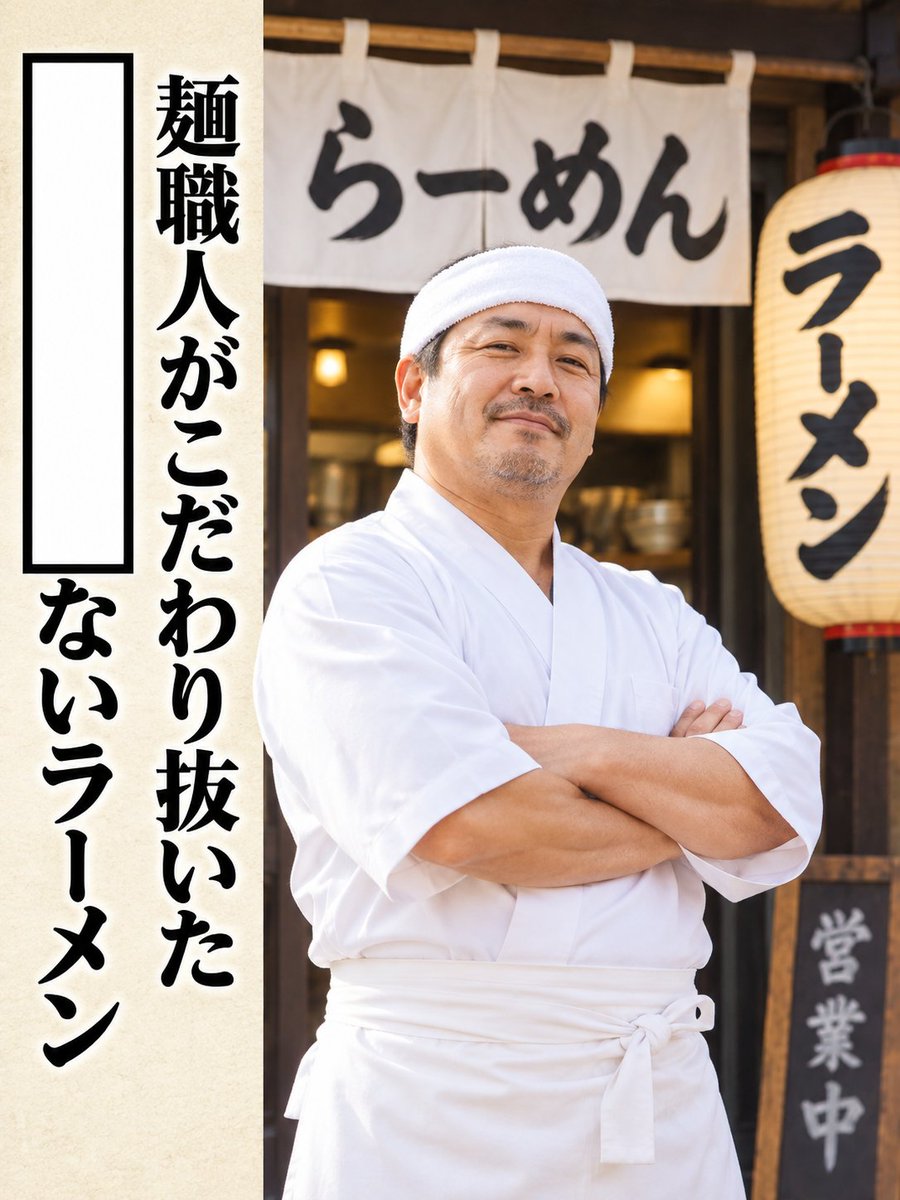 Ogiribot's tweet photo. 【お題】
麺職人がこだわり抜いた○○〇ないラーメン https://t.co/2RBk3VxOx3
