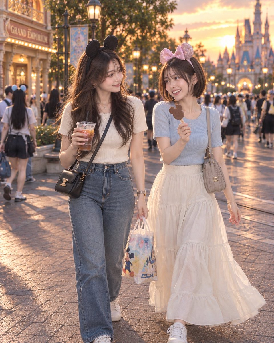 sara_saki_jp's tweet photo. 紗季🩵「もう足むり😂」
紗良💜「まだ帰らんけどね。笑」

#AI美女 #AIart #AI写真 #ディズニー #旅行 https://t.co/1DSF6cGYQ2