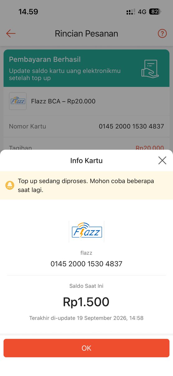 rbywilliams's tweet photo. @shopee_id Selamat sore barusan topup ke flazz tp saldo blm masuk.
Nomor 0145200015304837
Mohon bantuannya terima kasih https://t.co/6KiDRkWpZh