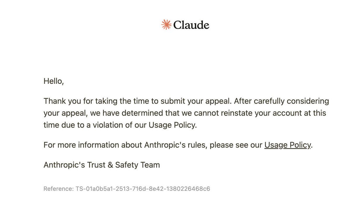 mylifcc's tweet photo. 经过半年的申诉，我的Claudecode账号终于被锁死了。。。。 https://t.co/6mFEjATN9m