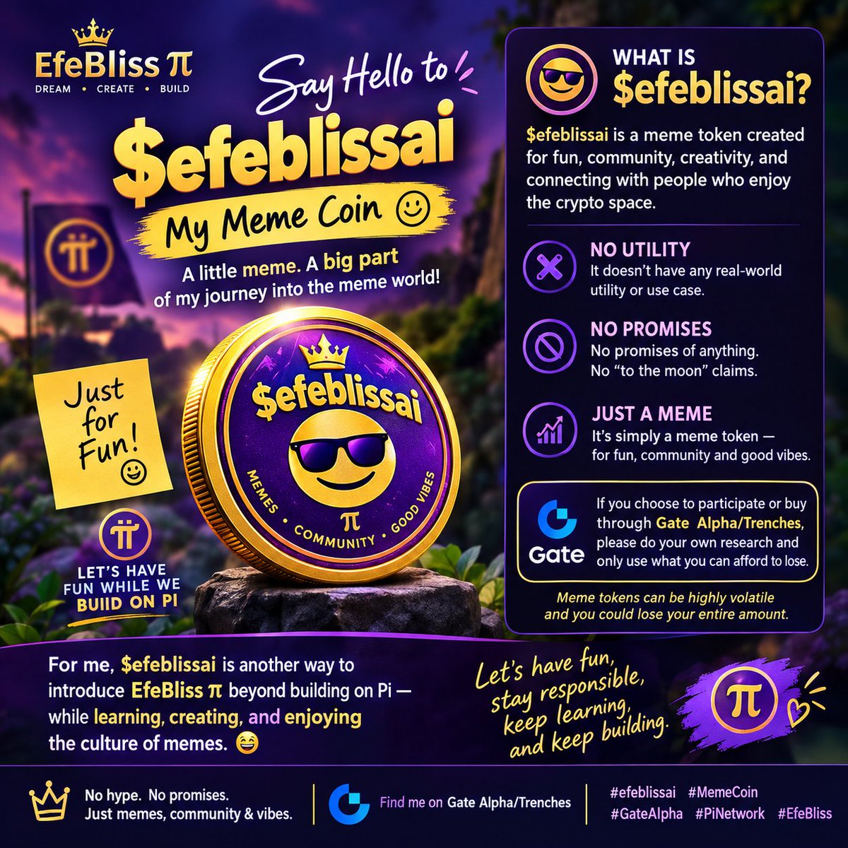 EfeBliss's tweet photo. Say hello to $efeblissai, my little meme experiment entering the meme world!

No utility. No promises. No guaranteed returns. No “to the moon�� claims.

It was created for fun, community, creativity, and connecting with people who enjoy the crypto space. https://t.co/szlG4ifEi4