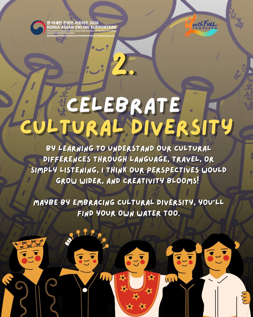 maulimaul's tweet photo. At the regional level, here are three things I believe we can do to shape YouthFULL Tomorrow. It's like... leveling up from what we start at the individual level 👍🏻

🇰🇷 X 🇮🇩🇲🇾🇸🇬🇵🇭🇹🇭🇧🇳🇻🇳🇱🇦🇲🇲🇰🇭🇹🇱

#2026KAOS #KoreaASEANOnlineSupporters #ROKMissiontoASEAN #YouthFULLTomorrow https://t.co/YL03LaL1HQ