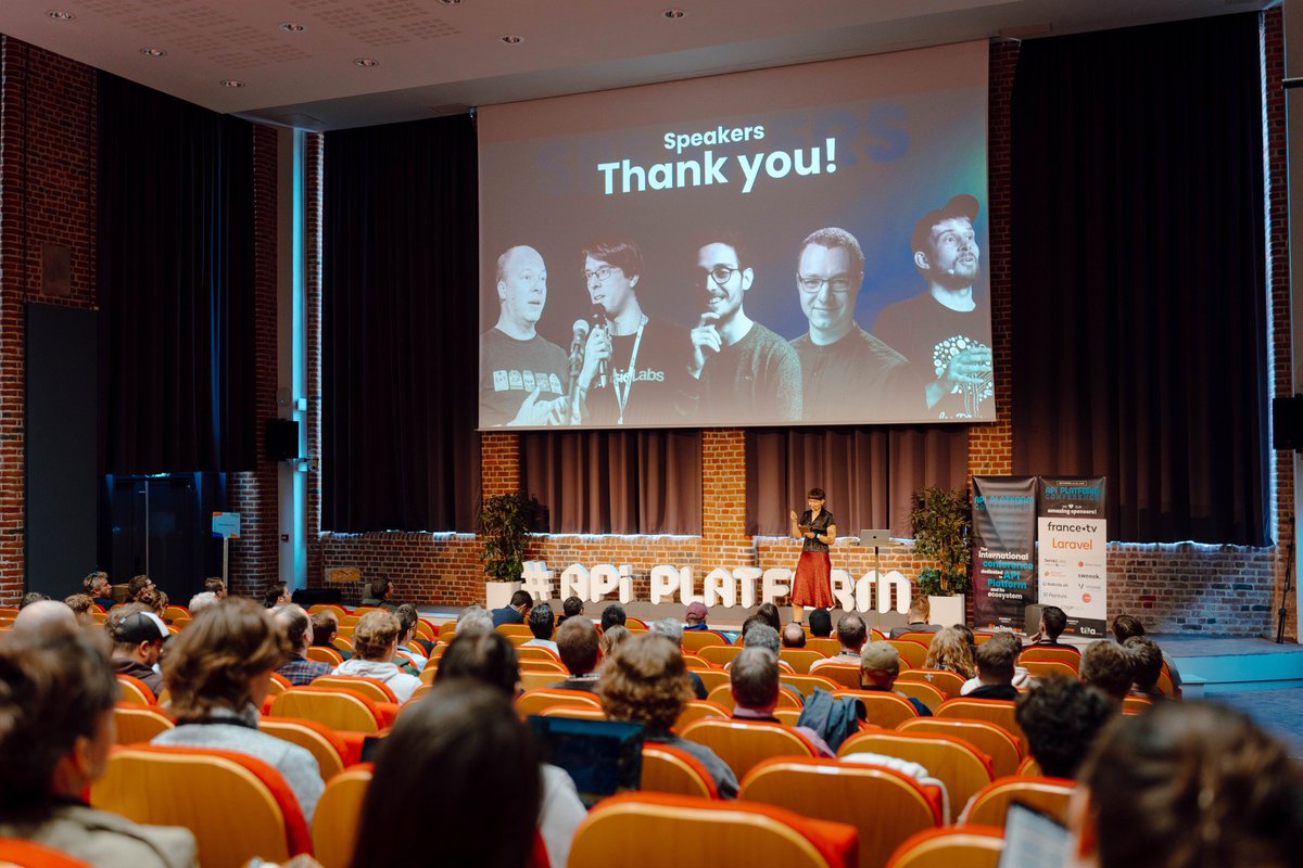 ApiPlatform's tweet photo. #APIPlatformCon 2026 was a blast! Thanks to all the speakers, sponsors, participants, and staff for your energy and kindness. Pictures are now available on Flickr, huge kudos to @nclsdtrz for the shots: https://t.co/O4G1GGG08e https://t.co/Xderkkn2Rl