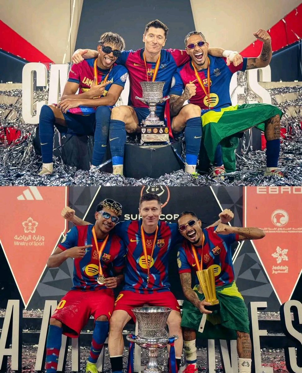 BarcaTimes's tweet photo. 🚨🎙️| Raphinha: "During the Super Cup final, we took one of those photos that you get instantly, and he kept one photo and I kept another. I have it in my locker and I'm keeping it there." #fcblive https://t.co/fIwhpw9cg7