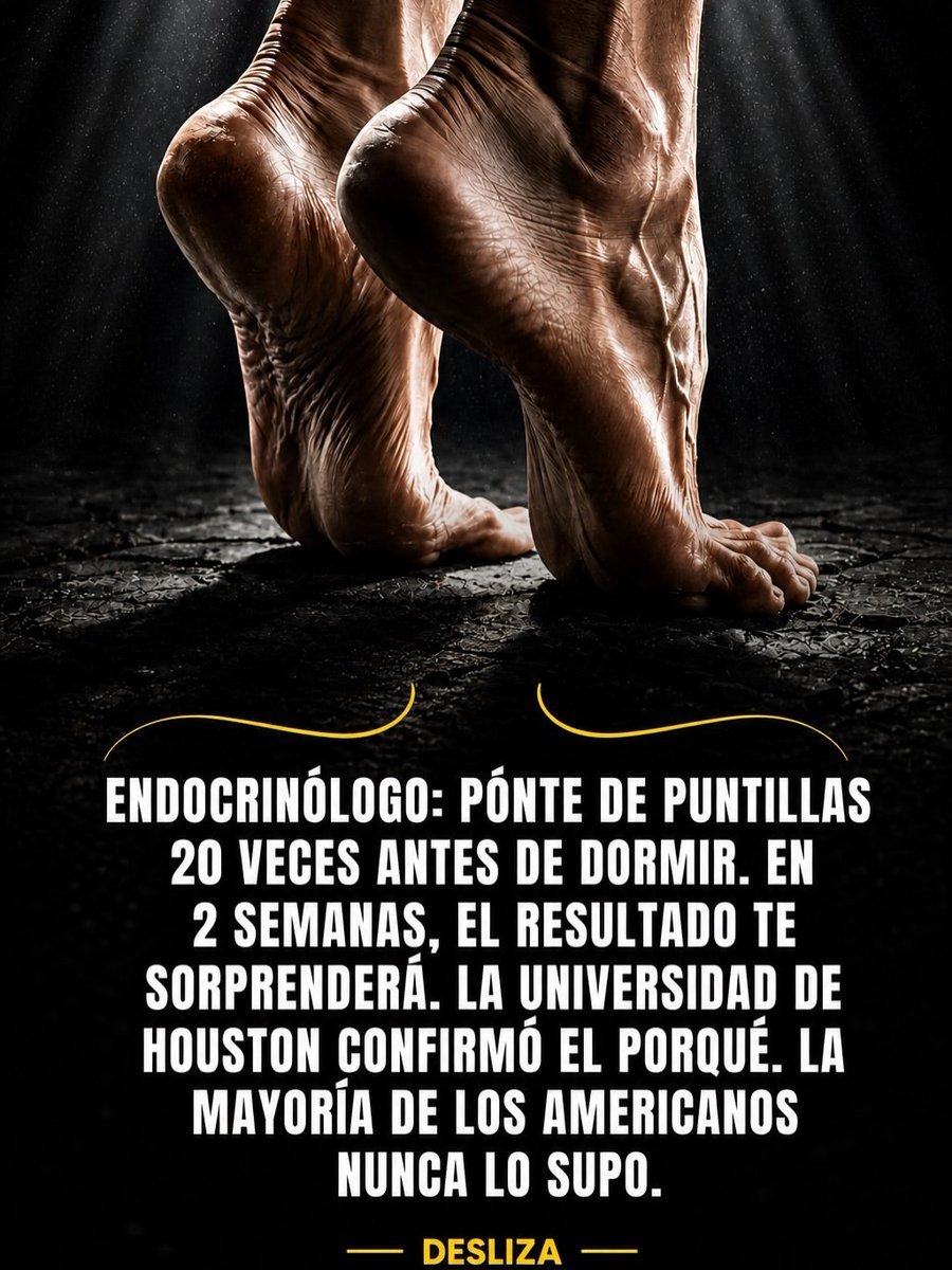 Fa21519230's tweet photo. 🚨🚨 Endocrinólogo: ponte de puntillas 20 veces antes de dormir... En 2 semanas, el resultado te sorprenderá...La universidad de Houston confirmó el por qué. La mayoría de los americanos nunca lo supieron... https://t.co/ZvF2MTclrm