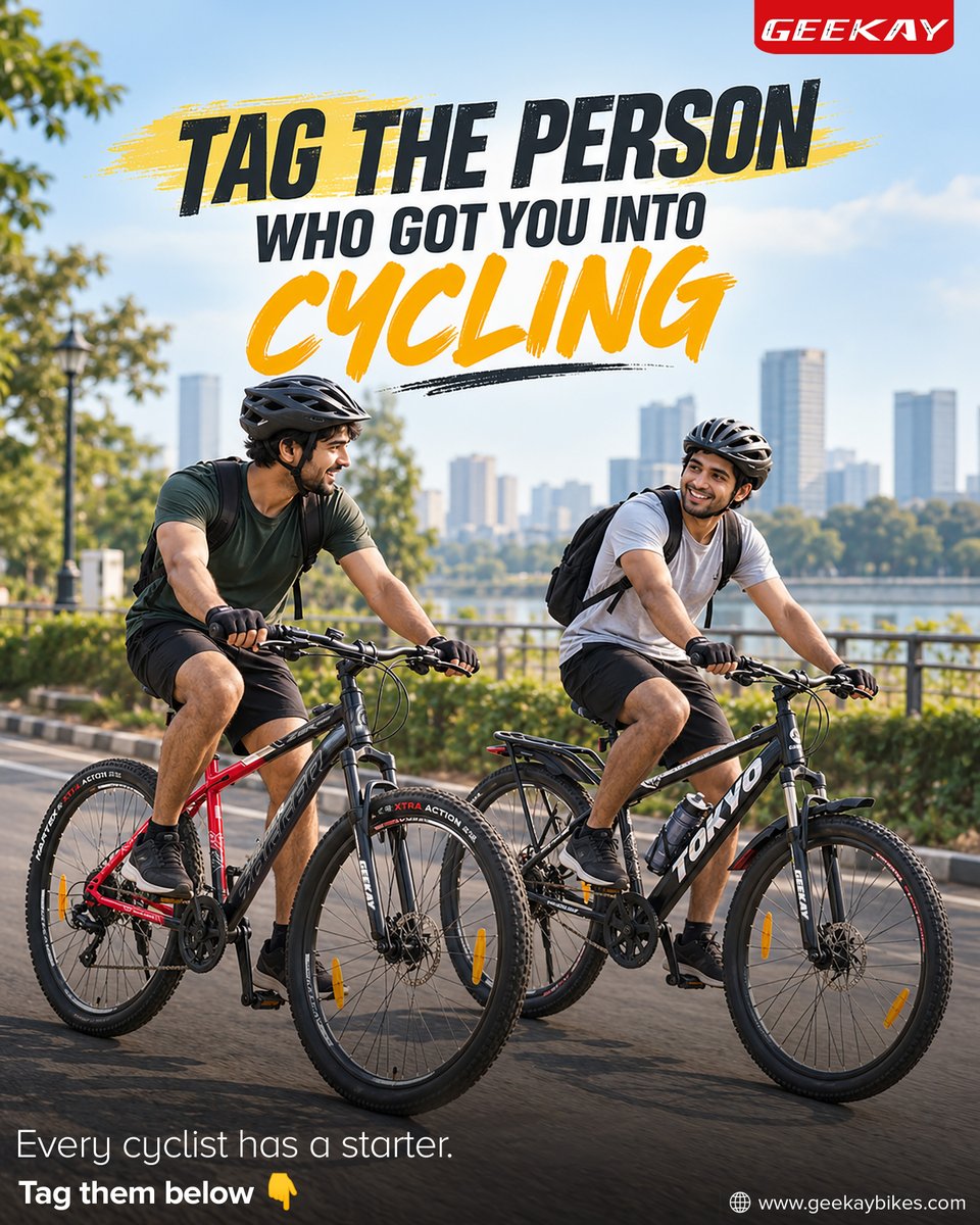 GeekayBikes's tweet photo. Tag the one who got you into cycling 🚴‍♂️💛
#GeekayBikes #Cycling #CyclingLife #CyclingCommunity #Cyclist https://t.co/VbUex0b7B9