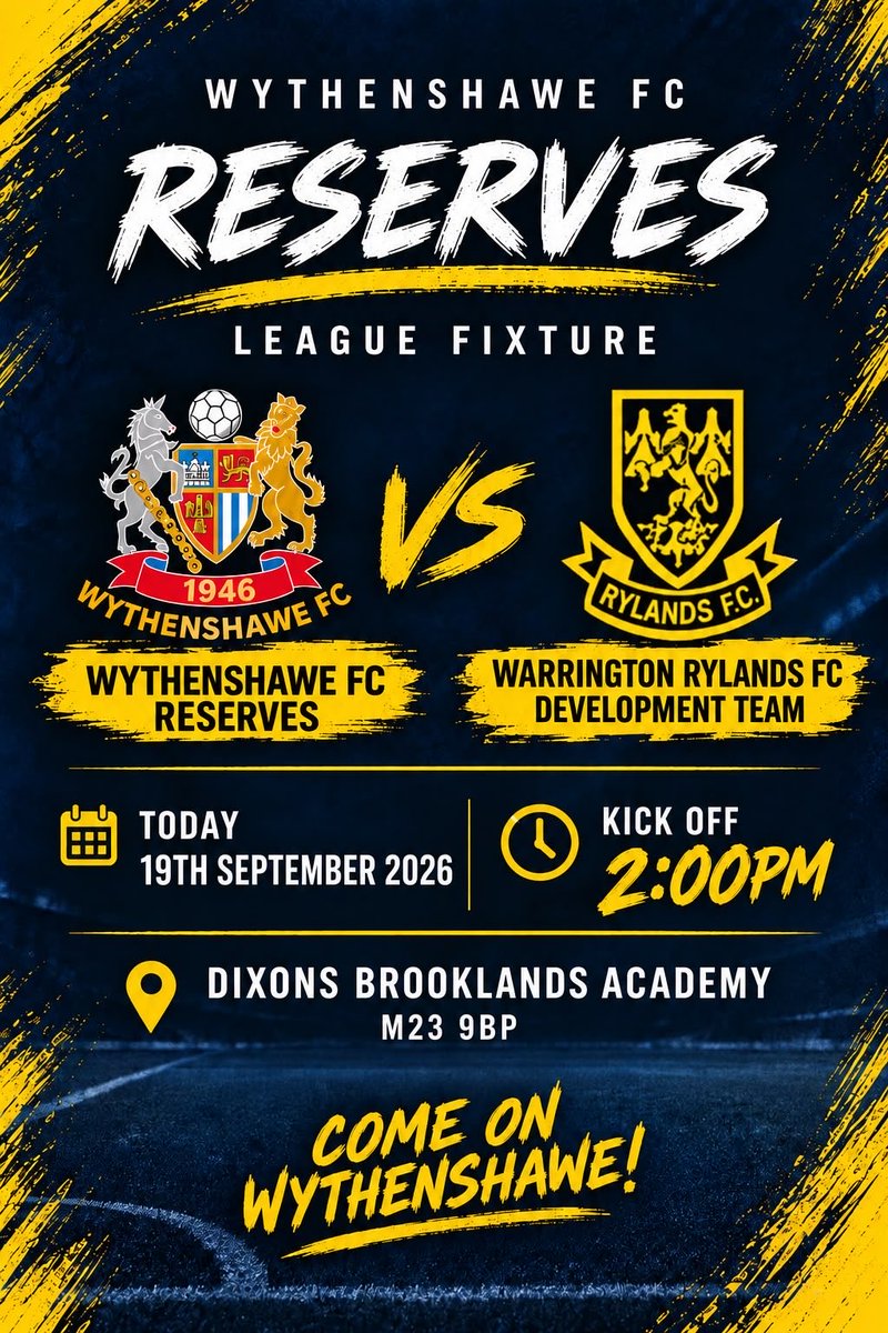 wfcreserves's tweet photo. 🔥 MATCHDAY! 🔥

After securing all 3 points in our opening league game last week, Wythenshawe FC Reserves are looking to make it back-to-back wins! 

The lads are ready to go again and it would be great to see you down 👊⚽️ https://t.co/DqauslnmRo
