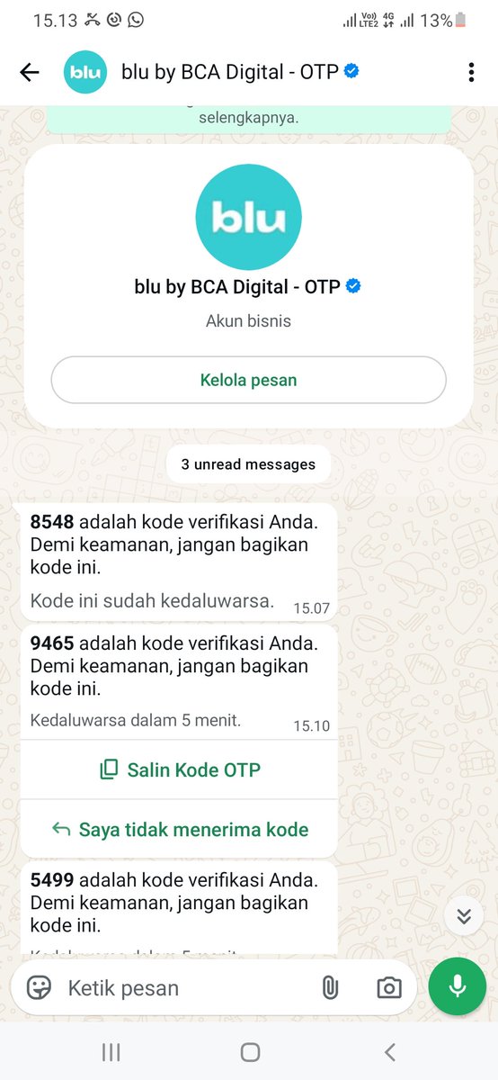 aspuriannn's tweet photo. Tiba² ada tlp &amp; chat dr BCA minta kode OTP ke giini. Ini apa ya? Padahal gk pernah instal &amp; registrasi macam².
@HaloBCA https://t.co/m2tvXgBz30