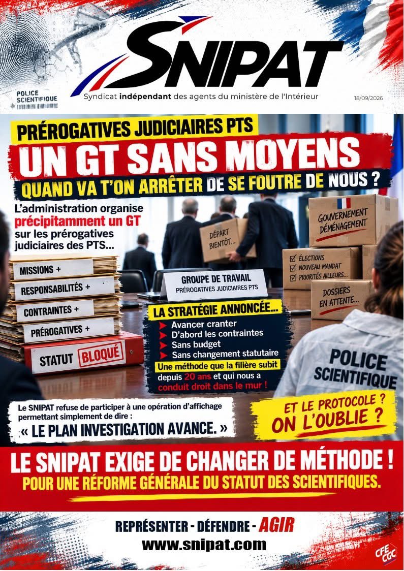 xdepeckersnipat's tweet photo. 🚨PRÉROGATIVES JUDICIAIRES DES PTS:OUI,MAIS PAS À N’IMPORTE QUEL PRIX!
Plus de missions,de responsabilités,de contraintes…pendant que le statut reste bloqué &amp; les moyens contraints?
Et les engagements du protocole de mars 2022?
Après 20 ans de cette méthode,le SNIPAT dit STOP ⤵️ https://t.co/0tmLtigseH
