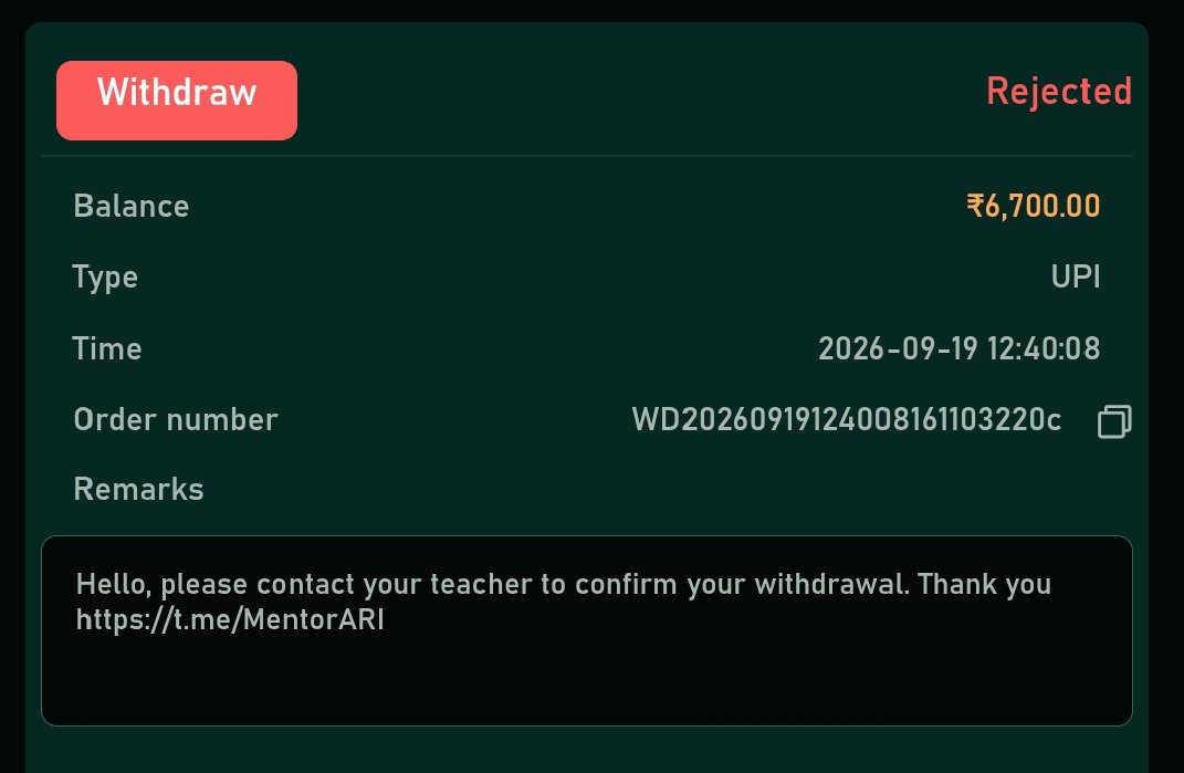 gopa_raj's tweet photo. @Dmfirstofficial When you don't build trust and don't pay users withdrawal then you can't grow ..
Here is my account withdrawal rejected and said to contact to teacher. And that teacher never be online and don't reply on time . Here is you exposed. Your service is worst . First build trust . https://t.co/x4zsh0I0PP