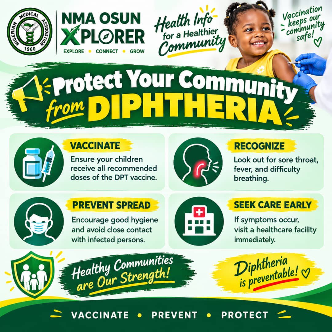 sniperdr's tweet photo. 🧭NMA OSUN Xplorer🧭
•Explore •Connect •Celebrate

🩺 | HEALTH INFO....03

🚨 PROTECT YOUR COMMUNITY FROM DIPHTHERIA!

Diphtheria can spread easily, but prevention is possible. 💉

✅ Vaccinate
✅ Recognize symptoms early
✅ Prevent spread
✅ Seek care promptly https://t.co/eWqjl9syWU