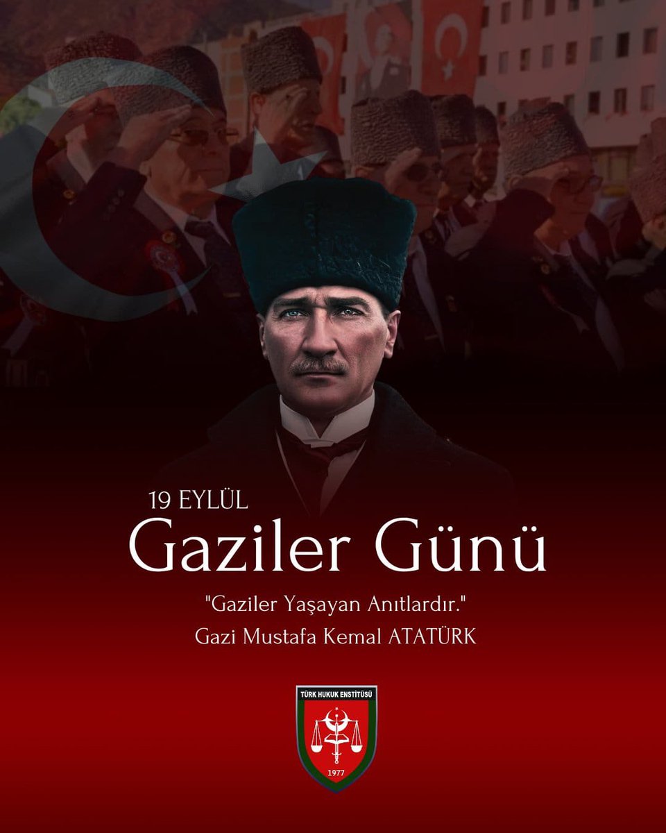 turkhukukhatay's tweet photo. 19 Eylül #GazilerGünü Kutlu Olsun

"Gaziler Yaşayan Anıtlardır."
Gazi Mustafa Kemal ATATÜRK https://t.co/kjyXW56vwD