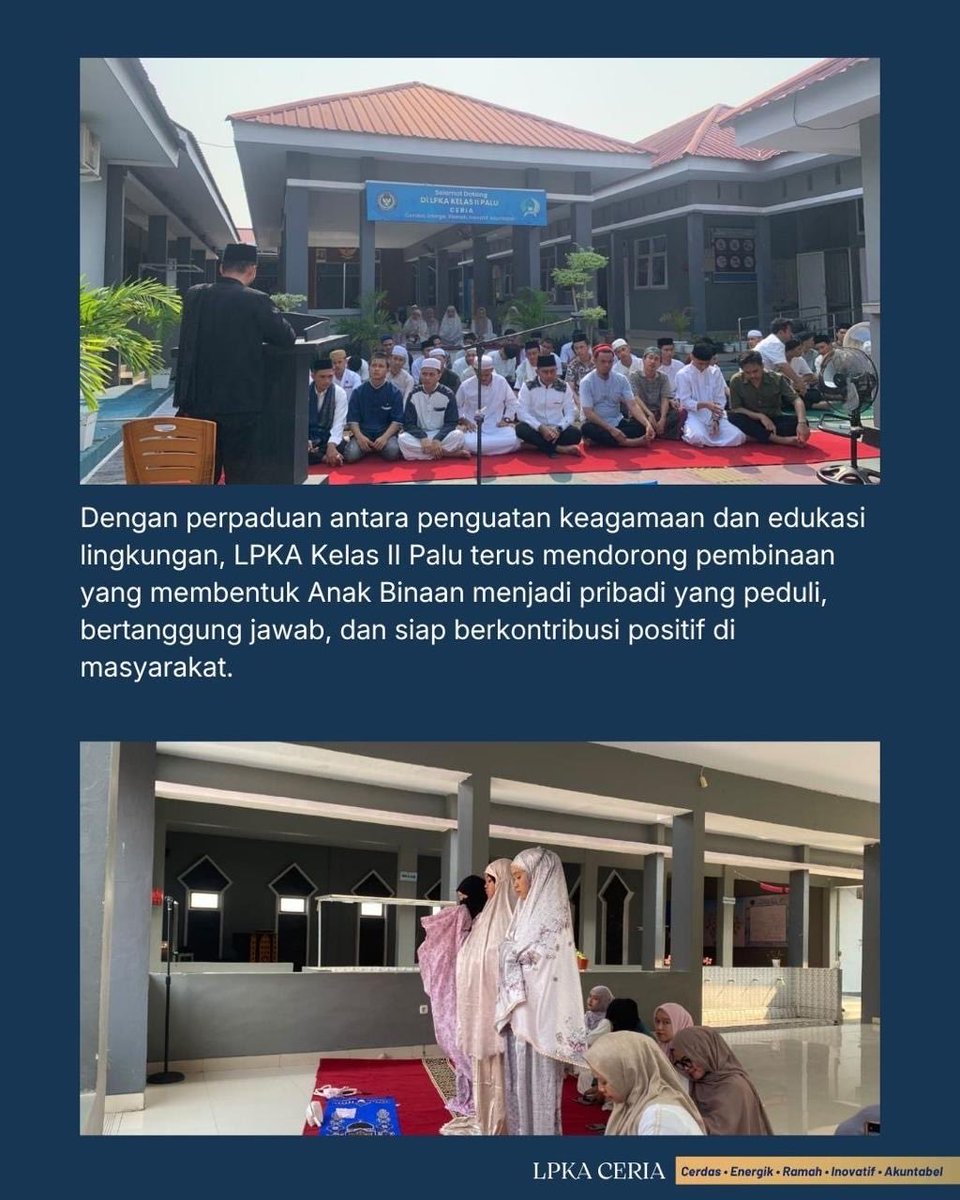 LPKAPALU's tweet photo. Khidmat, LPKA Kelas II Palu Gelar Shalat Istisqa di Tengah Musim Kemarau

Palu - Lembaga Pembinaan Khusus Anak (LPKA) Kelas II Palu menggelar Shalat Istisqa berjamaah, Jumat (18/9/26). Shalat dua rakaat tersebut menjadi bagian dari ikhtiar bersama untuk memohon turunnya hujan https://t.co/SazGFW6ICd