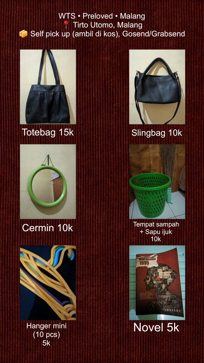 ltmeloudies's tweet photo. ‼️ Update ‼️
WTS - PRELOVED BARANG KOST
📍 Tirto Utomo, Malang
📦 Self Pickup/Gosend
💸 BNI/Gopay

Feel free to dm kalau minat 🙌🏻
#prelovedmalang https://t.co/8K3I3rogbO
