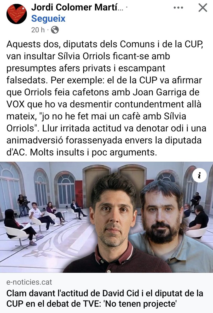 pepe_fajula's tweet photo. Felicitats @Ciddavid.Agraím que hagis ensenyat publicament quí ets.
Has fen guanyar un munt de vots a @CatalunyaAC . https://t.co/xEw8cqA05u