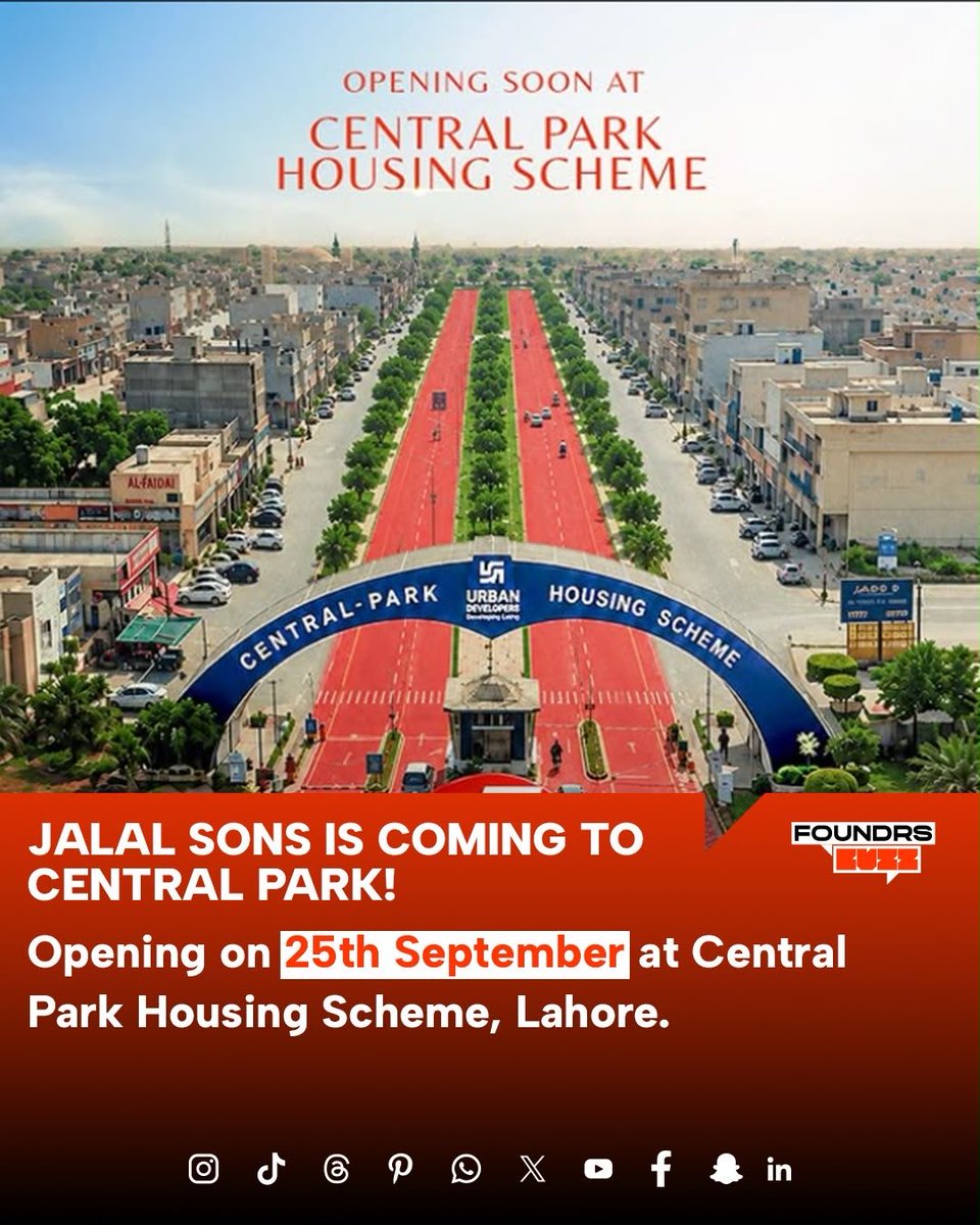 foundrsbuzz's tweet photo. Jalal Sons is opening its new branch on 25th September at Central Park Housing Scheme, Lahore. Stay tuned!

Disclaimer: This post is for informational purposes only.

#JalalSons #CentralParkLahore #foundrsbuzz https://t.co/hAhaEBv0kP