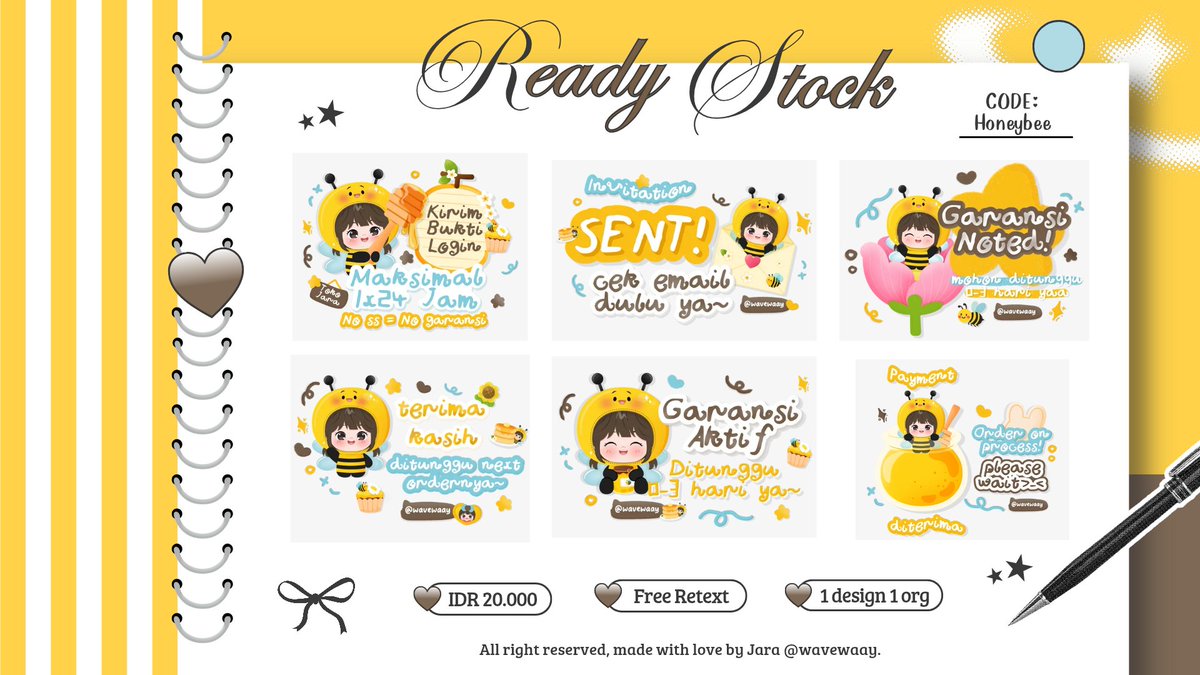 hanfornoah's tweet photo. help repost pls?

hemlo! aku bawa 4 rs STICKER PACK BA (isi 6 sticker/pack), yang siap dibawa pulang 😻💕 yuk angkut stickernya >____<

⭐ get png, add on 3k/sticker
⭐ free retext wm max 2x24 jam
⭐ 1 design untuk 1 orang

20K/pack via QRIS, mention after chat aku <3 #zonauang https://t.co/piDL38l2Gt