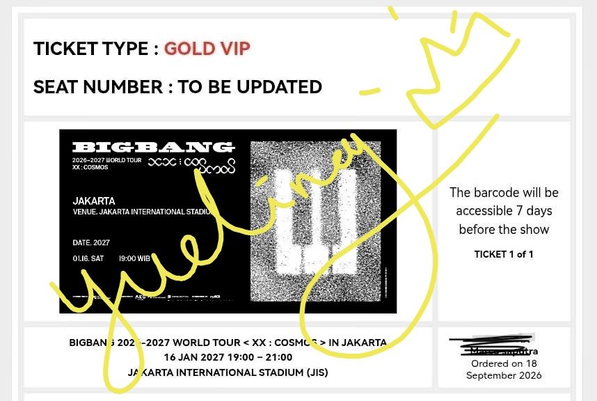 _YueLing's tweet photo. WTS BIGBANG in Jakarta
Gold VIP (2 tix - tidak berderet ya)
7.4/tix (harga tdk ku markup samsek, pure harga tiket+jaswar) 
Dr awal mw diamond. Tp udh ketakutan ga dpt diamond krna gagal dpt wkt member presale jd jaga2 ambl gold wkt bca presale..
Today aku udh dpt diamond 🥹 https://t.co/m4JH4hmtZ0