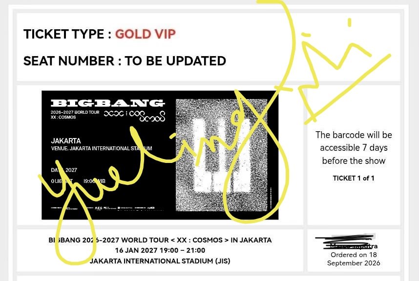 _YueLing's tweet photo. WTS BIGBANG in Jakarta
Gold VIP (2 tix - tidak berderet ya)
7.4/tix (harga tdk ku markup samsek, pure harga tiket+jaswar) 
Dr awal mw diamond. Tp udh ketakutan ga dpt diamond krna gagal dpt wkt member presale jd jaga2 ambl gold wkt bca presale..
Today aku udh dpt diamond 🥹 https://t.co/m4JH4hmtZ0