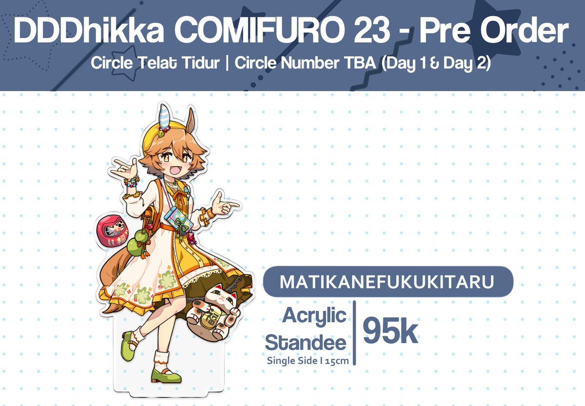 DDDhikka's tweet photo. ❤&amp;🔄 are very appreciated
----------------------
🗓 PO period 18 September - 26 September 2026
⭕ : Telat Tidur
Cirle number : TBA (day 1 and day 2)
Fandom : Uma Musume
----------------------
🔗 : https://t.co/uJ6TZ9j71b

#CF23 #comifuro23 #cf23catalogue https://t.co/1WJ0Mj2r6w