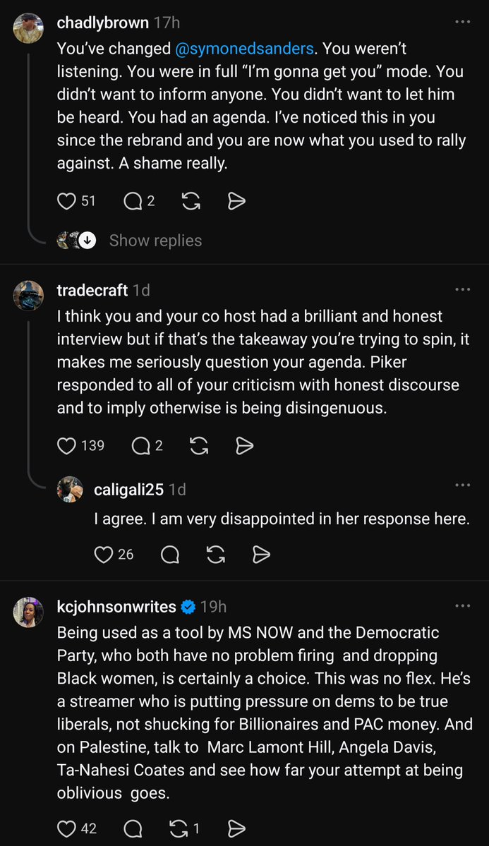 Sarnix93's tweet photo. Was looking through Threads and a post Symone Sanders regarding @hasanthehun came up. And I gotta say, it fills me with hope to see the pushback in the comments. People from all walks of life showing solidarity. 🥹 https://t.co/LLeSssDGv7