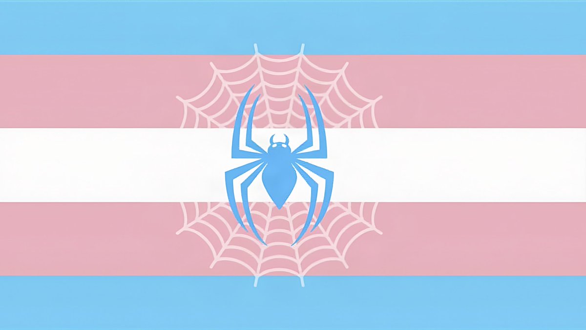 sonnyarnie's tweet photo. here’s a trans flag for the trans that love spider-man https://t.co/vvrXHoemGu