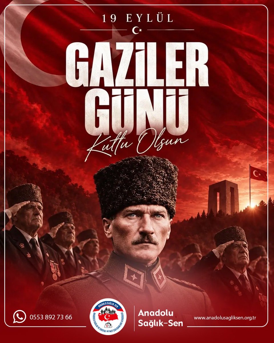 anadolusaglikgm's tweet photo. 🇹🇷Vatanımızın bağımsızlığı, milletimizin huzur ve güvenliği için fedakârca mücadele eden başta Gazi Mustafa Kemal Atatürk olmak üzere tüm gazilerimizi saygı, minnet ve şükranla anıyoruz.
🇹🇷Bu anlamlı günde, hayatını kaybeden gazilerimize Allah’tan rahmet; hayatta olan gazilerimize ve kıymetli ailelerine sağlık, huzur ve esenlik diliyoruz.
🇹🇷19 Eylül Gaziler Günü kutlu olsun.
#anadolusağlıksen #19EylülGazilerGünü