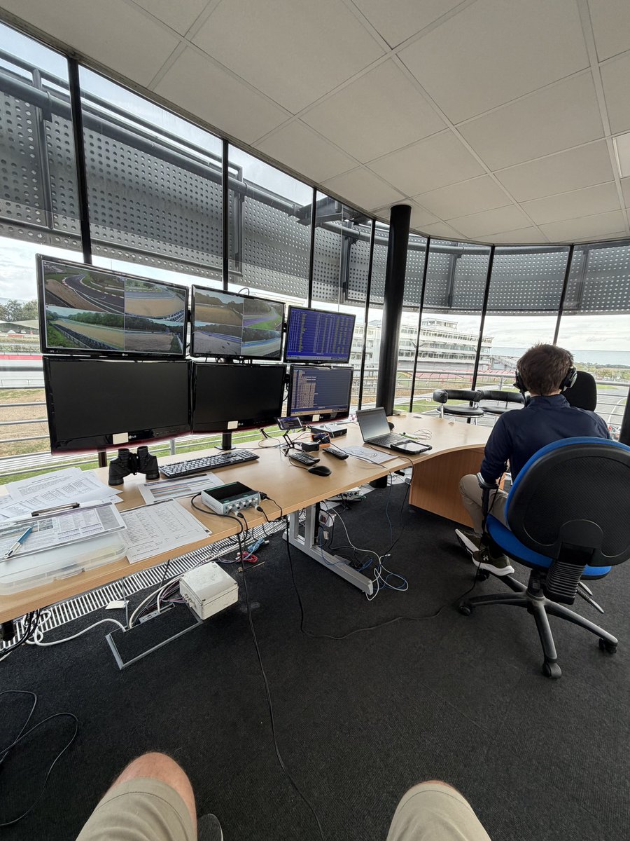 Dawesracing's tweet photo. Ready for day 1 in the commentary box here at Brands Hatch Circuit 😎 https://t.co/g4qomubC1E