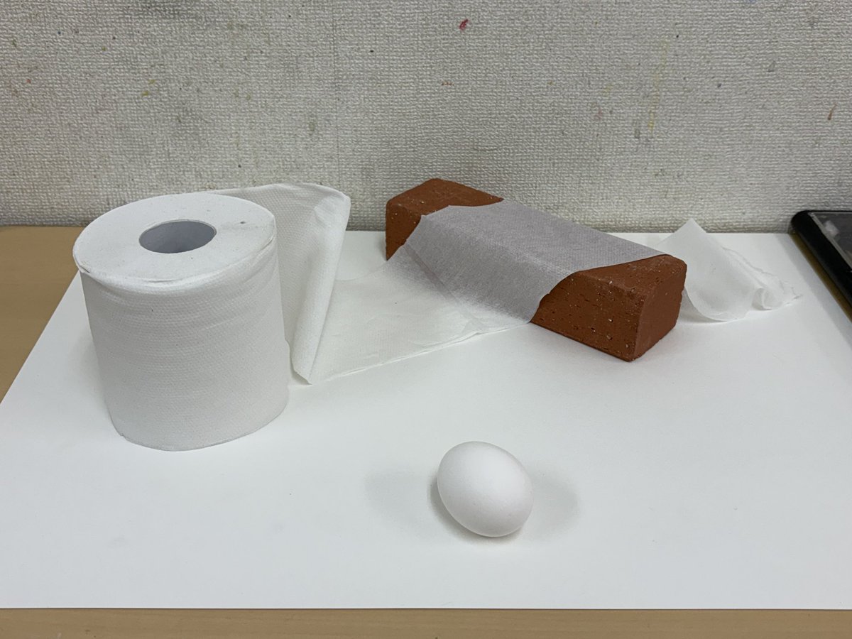geta5bou3's tweet photo. レンガと卵とトイレットペーパー
卵割っちゃいそうで怯えてる🥚
#デッサン #art #鉛筆画 https://t.co/CzeI0IXVKD