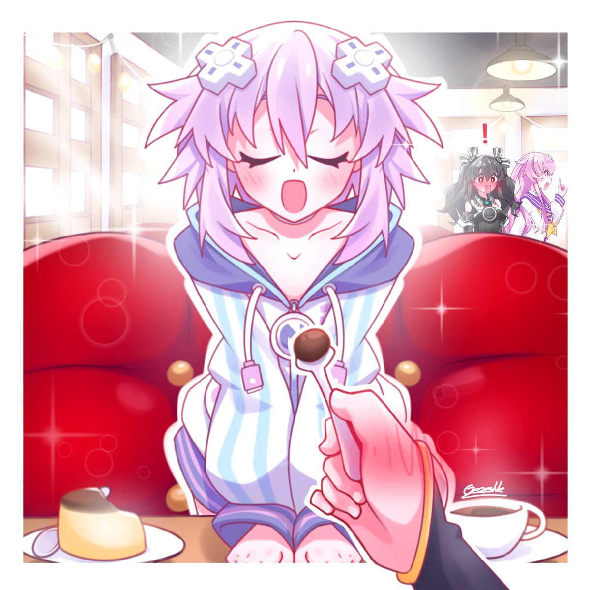 Gezelle_2045's tweet photo. Pudding Date! 🍮 

#HyperdimensionNeptunia #Neptunia https://t.co/JXigbmyz2J