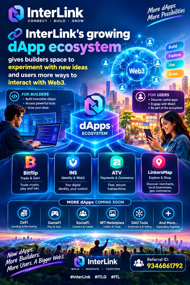 Sahitya1618's tweet photo. Day 78
🔗 InterLink’s growing dApp ecosystem gives builders space to experiment with new ideas and users more ways to interact with Web3.
Referral ID: 9346861792
#InterLink #ITLG #ITL https://t.co/RIR1fXSA2h