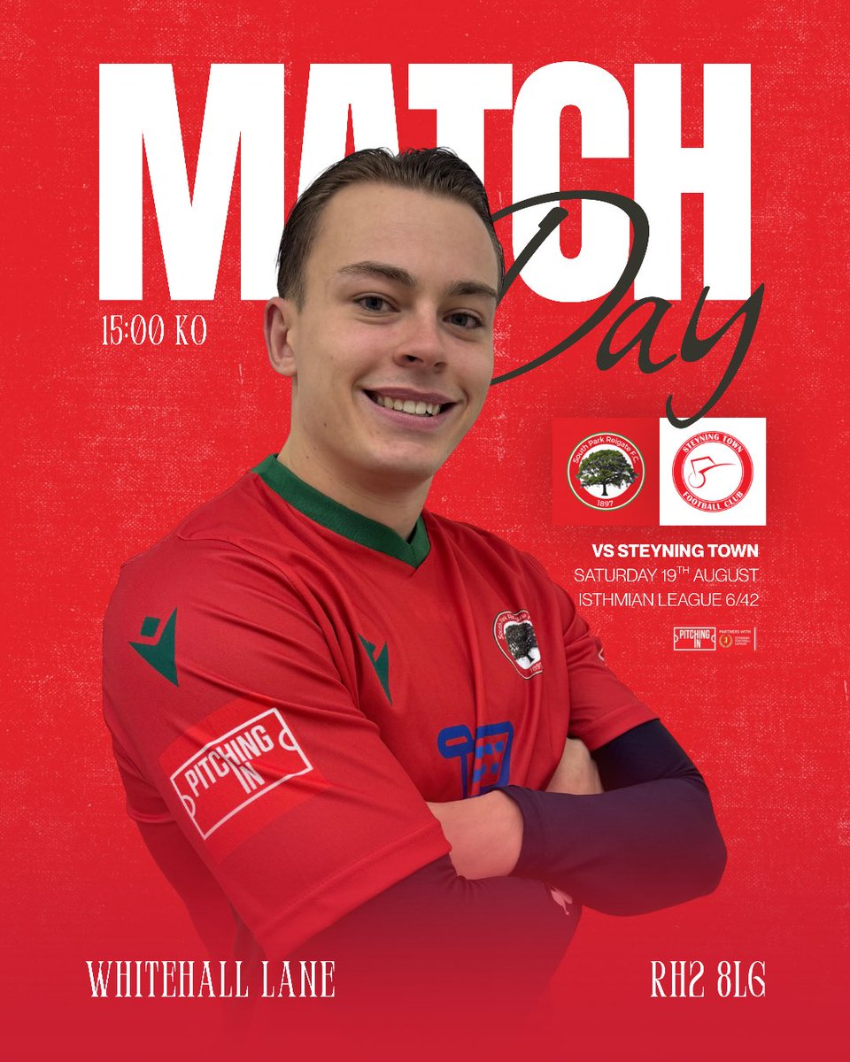 South_ParkFC's tweet photo. ⚡️| 𝗠𝗔𝗧𝗖𝗛 𝗗𝗔𝗬

It’s game day 😍 Steyning the visitors. 

Looking for something to do today? Come down! 🤝

🆚 @SteyningTown 
📆 Saturday 19th August
⌚️ 15:00 KO
🏟 Whitehall Lane | RH2 8LG
🏆 @IsthmianLeague 6/42
💸 Adults £10 | Concession £5 | U16 £2
🍔 Refreshments
🍻 Bar open

❤️💚🌳⚡️

#upthesparks 
#wearesouthpark
