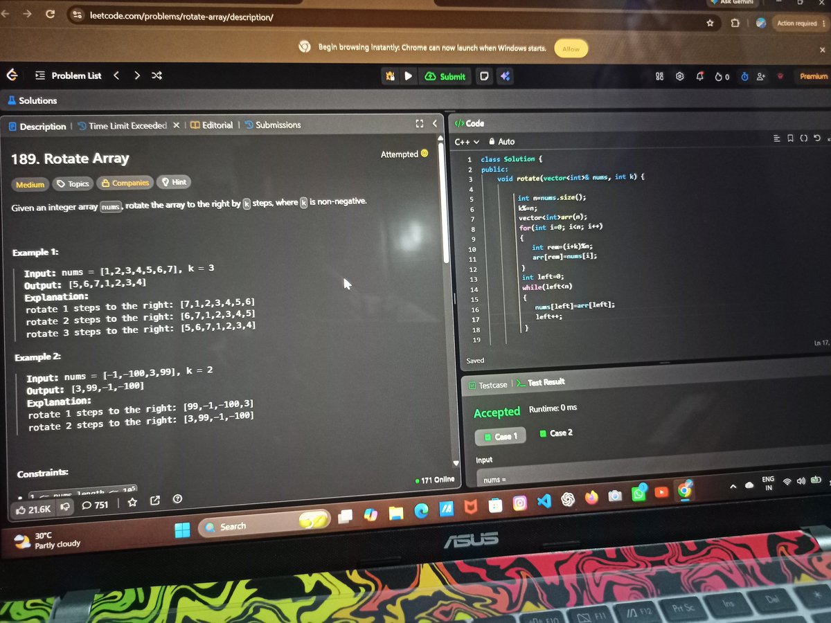 sumit_coder_'s tweet photo. Another day of my #DSA journey! 🧠🚀
Got stuck on problems, hit syntax/compile errors, even wrote code that gave TLE😵‍💫
I knew the optimal approach, but wanted to try my own first.
Try → Fail →Debug → Learn → Improve. 🔄
#LeetCode #CodingJourney #ProblemSolving #100DaysOfCode https://t.co/szIma8Zp97