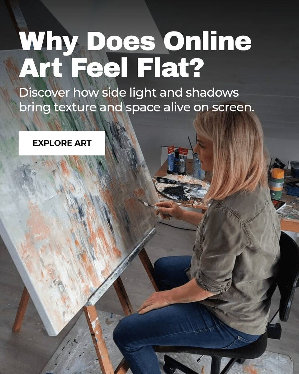 egenartists's tweet photo. Online, art can look flat when the photo only shows the image.

Use side light for texture, a frame for scale, and the room for mood.

A wider shot helps the work feel real.

See the new work

https://t.co/tNGqHqlCjg #artcommunity #artistsoninstagram https://t.co/fAyLsHyM2W