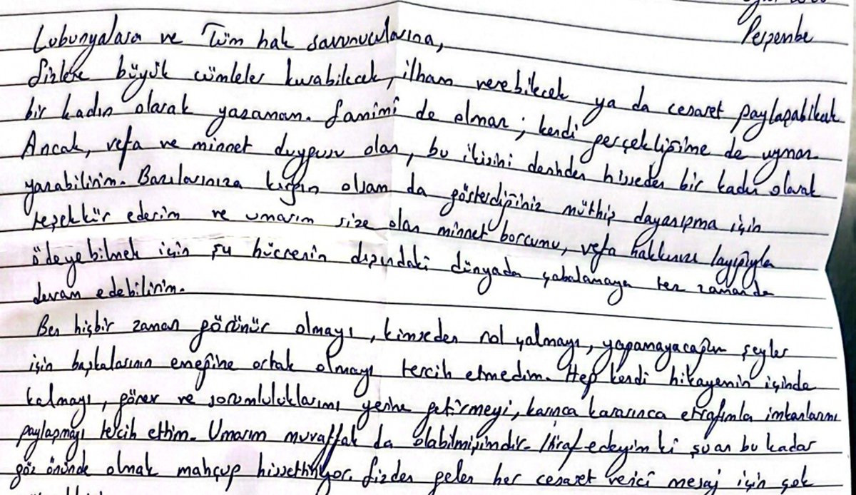 tucyil's tweet photo. Tutuklanan trans aktivist Janset Kalan’dan mektup var:

“İyiyim diyerek yalan söylemek istemiyorum. Buradaki hiçbir travesti arkadaşım da öyle değil. Sincan’da ve diğer tüm cezaevlerinde mahpus transları hatırlayın, bilin ki kimsesiz kalmasınlar.”
https://t.co/WRgmyCbziu https://t.co/0wBGDEbnNe
