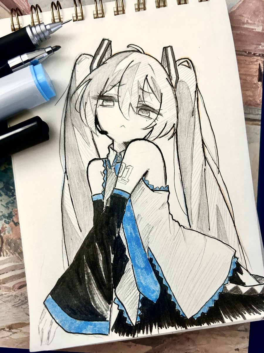 tomo_paint510's tweet photo. むー、って顔のミク(-‸-) https://t.co/yCp3Vb1Wml