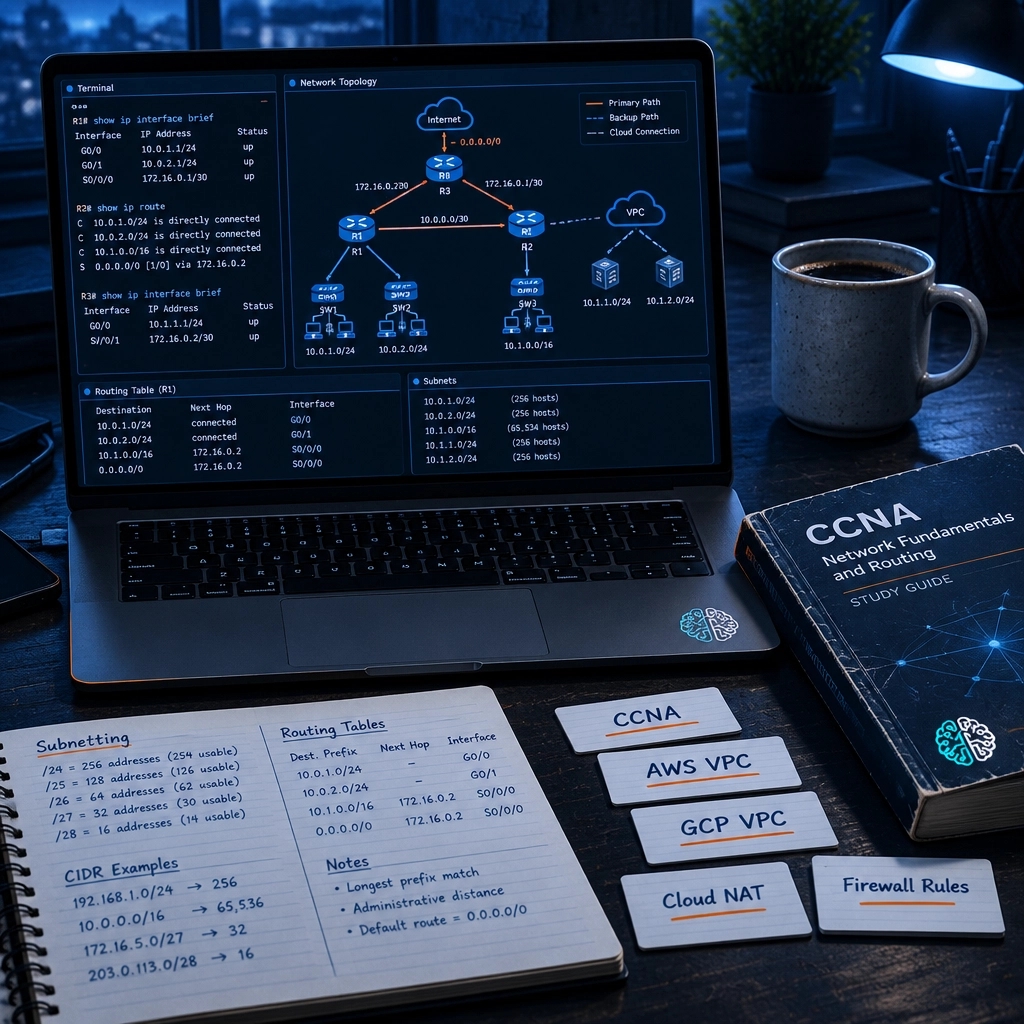sheastech's tweet photo. Certifications opened doors; not luck. 🎓 CCNA routing carries into AWS and GCP networking: VPCs, subnets, routes, Cloud NAT, and firewall rules. What cert are you studying? https://t.co/conMsnPa6v https://t.co/f5lIl4X5M1
