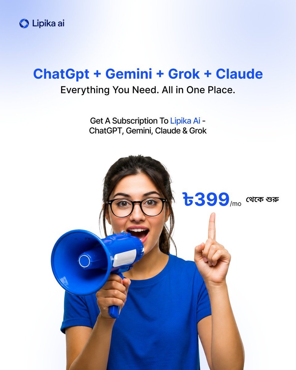 lipikaai's tweet photo. Why waste time switching platforms and managing multiple AI subscriptions? ⚡

With Lipika AI, use ChatGPT, Gemini, Claude &amp; Grok in one workspace—perfect for research, content, coding, brainstorming &amp; learning

Start today: https://t.co/A8EMRAMCGe

#LipikaAI #AI #AITools #AIWork https://t.co/I48DibFDXb
