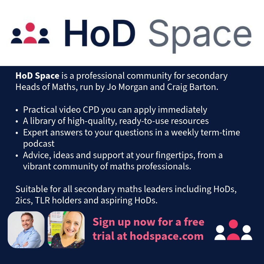 mathsjem's tweet photo. I’ve been learning a lot from the members of HoD Space this week. 

Resource recommendations, discussions about homework, discussions about cover. Join the conversation now! If you join before the end of September you get a four week free trial. https://t.co/e9WktYsmVO https://t.co/aBN4uBwnkW