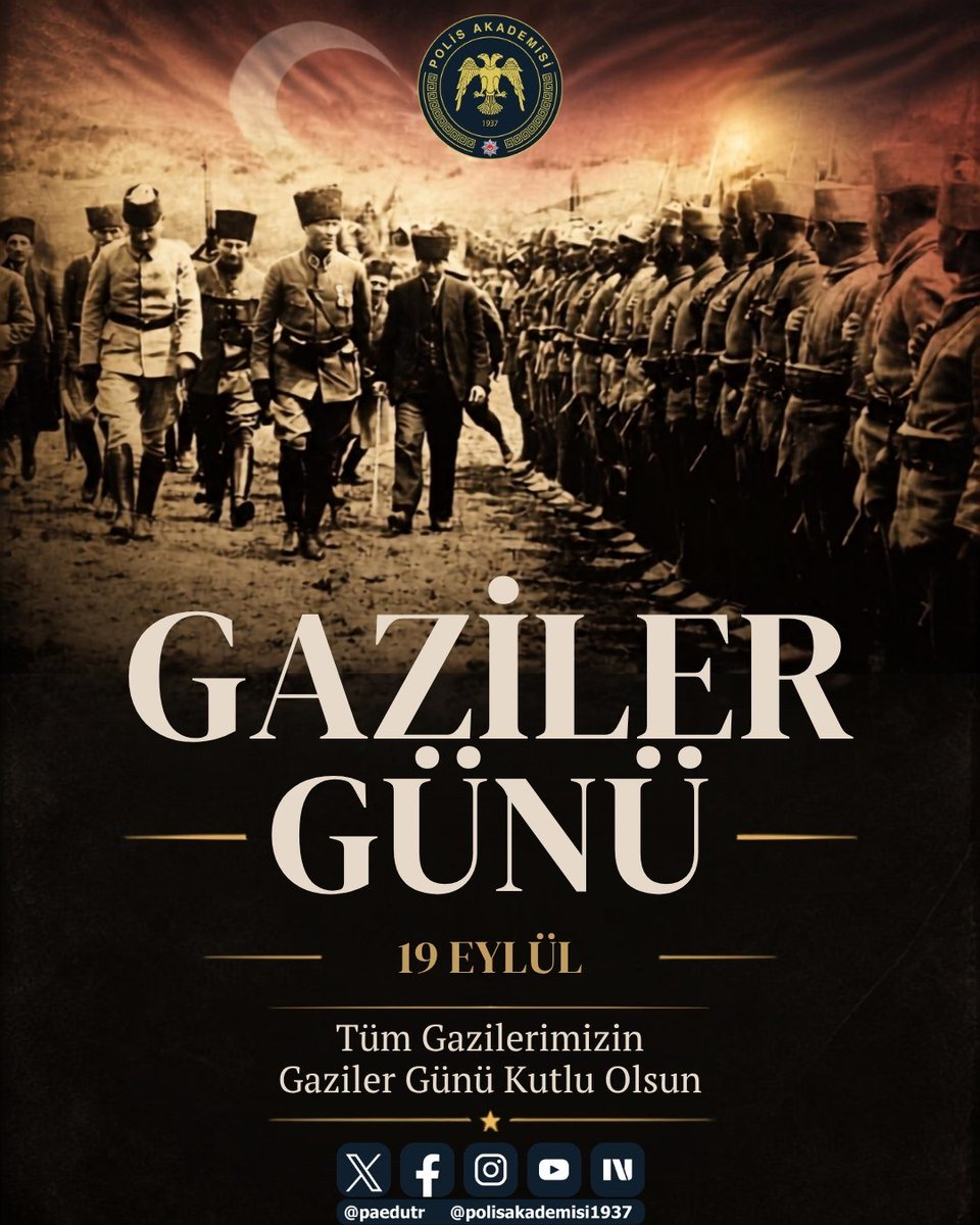 paedutr's tweet photo. Vatanımızın bölünmez bütünlüğü ve milletimizin huzuru için kahramanca mücadele eden tüm gazilerimizin 19 Eylül Gaziler Günü’nü kutluyor; aziz şehitlerimizi rahmet, gazilerimizi minnetle anıyoruz.🇹🇷 https://t.co/ZeVsPQjpTj