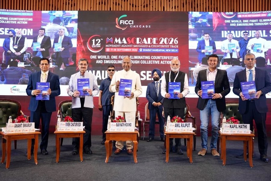 cbic_india's tweet photo. Shri Vivek Chaturvedi, Chairman, CBIC, delivered a Special Address at #MASCRADE2026, organised by FICCI on September 17–18 in New Delhi, on the theme “One World, One Fight: Eliminating Counterfeiting and Smuggling through Collective Action.” He highlighted that combating illicit trade is essential for protecting market integrity, safeguarding consumers, supporting legitimate industry and securing the economic interests of the nation.
He underscored the importance of technology-driven enforcement, including the Government’s initiative to deploy non-intrusive scanning systems with advanced image analytics and Artificial Intelligence, with phased expansion to eventually scan every container arriving at major ports.
👉Shri Ram Nath Kovind, Hon’ble Former President of India, delivered the Inaugural Address on the occasion. The Hon’ble Former President, along with Shri Vivek Chaturvedi and other dignitaries, also released the FICCI-KPMG Study on Illicit Trade in India: Economic Impact, Enforcement Challenges and the Path Forward.