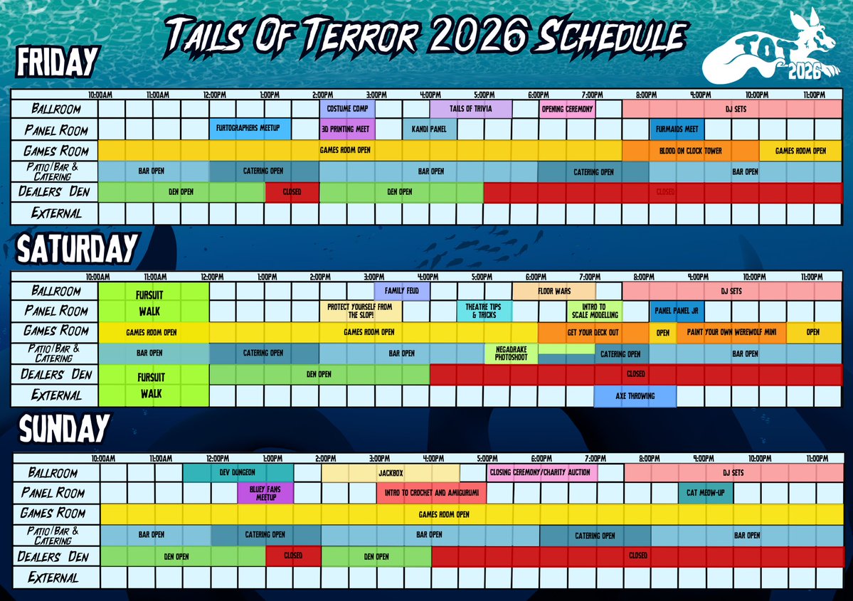 FurDUcon's tweet photo. Ready for a hauntingly fun weekend!? 👻🦇

#TailsOfTerror2026 kicks off in TWO WEEKS!
Catch the Fursuit Walk, charity auction &amp; panels GALORE! 🥳
We have games, trivia, Dealers Den &amp; more!

Plan your adventure now!! ✨ https://t.co/bfCcQ6pNXu
