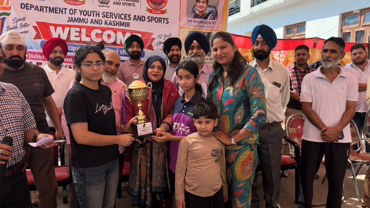YssPoonch's tweet photo. District Jammu Emerges Overall Champion in Inter-District Table Tennis Girls’ Championship at Poonch*

*DYSS Poonch Concludes Multi-Day Championship; Winners Felicitated with Trophies, Medals and Certificates* https://t.co/xfr1nMTs1c