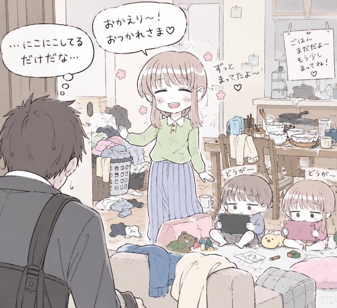 frozensholder09's tweet photo. 女から見たら皮肉の画像のつもりらしいけど、こっちの方が家の中で生理やらホルモンバランスみたいな世界一下らないことを理由にして不機嫌になったりヒステリーされるより100万倍幸せだからな。しっかり産んでるし。
この程度なら定期的に家事手伝いに外注すれば解決するし、めちゃくちゃ幸せやろ。 https://t.co/FGy1tkkspL
