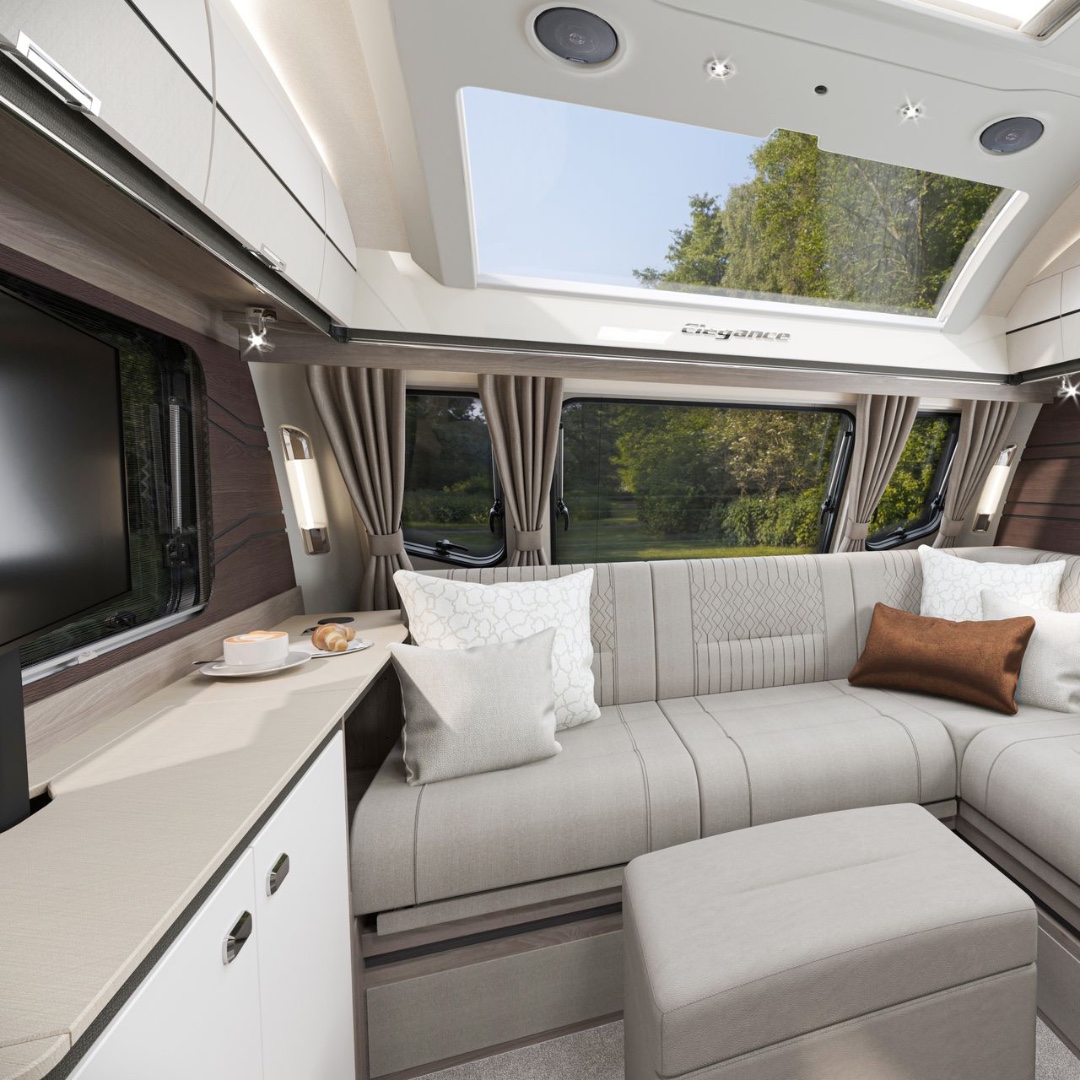 swiftgroup's tweet photo. A little more comfort for the evenings you decide to stay in.

The latest Elegance Grande brings thoughtful updates throughout, including a new pop-up TV unit with capacity for up to a 32" screen on L-shaped lounge layouts.

Perfect for putting your feet up after a day exploring - and neatly tucked away when the view outside deserves your attention instead.

See it here 👉 https://t.co/Se3OriCk32

See it at the NEC in October 👉 https://t.co/6jnObXMtTA

#SwiftElegance #SwiftCaravans #CaravanLife #YourHomeAnywhere