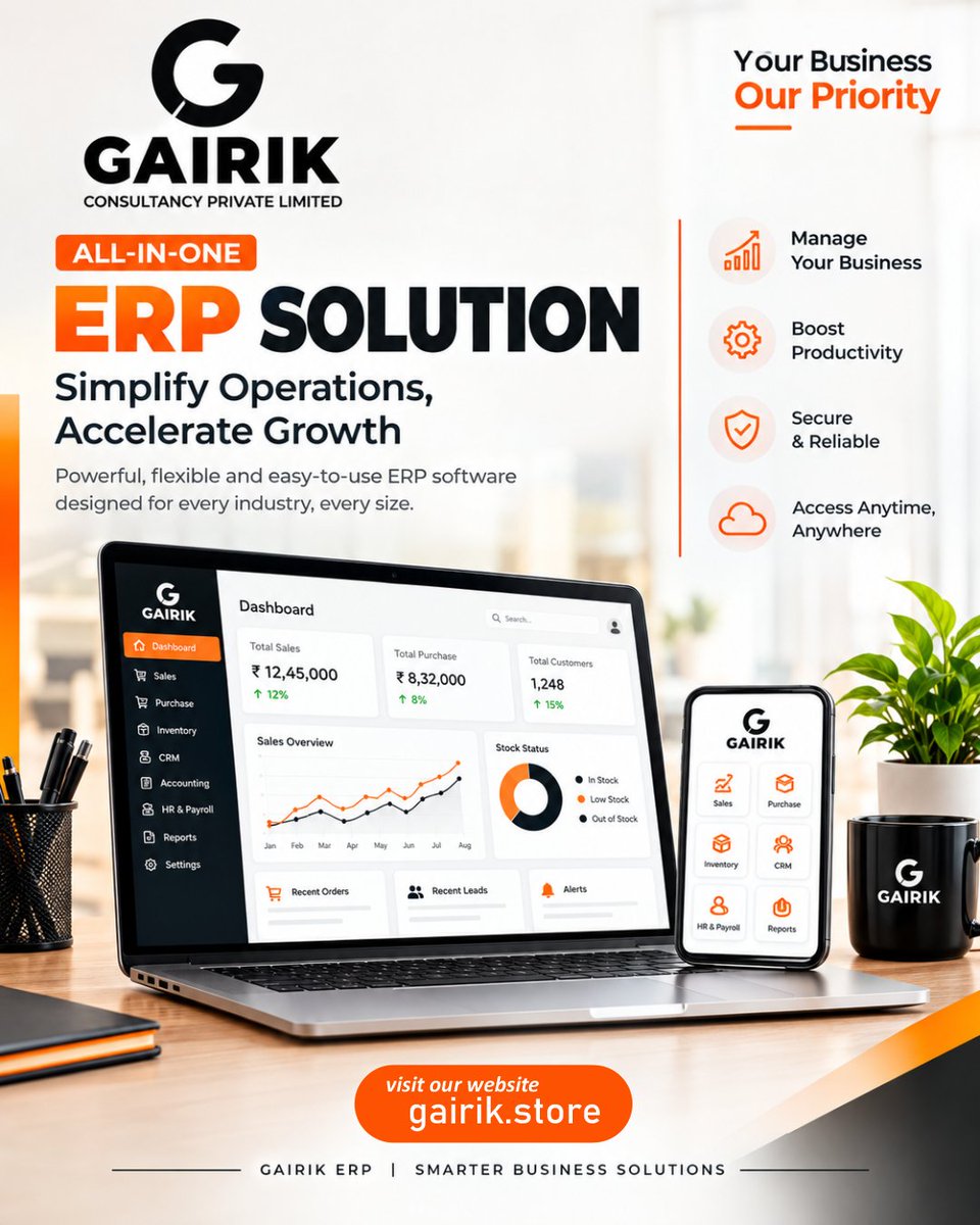 GairikStore's tweet photo. Bring inventory, finance, HR, sales and operations together with a powerful ERP solution. Get real-time insights, automate workflows and manage your business from one platform.

#ERP #ERPSolution #ERPSoftware #BusinessAutomation #DigitalTransformation #BusinessGrowth https://t.co/xpAIAdkWi1