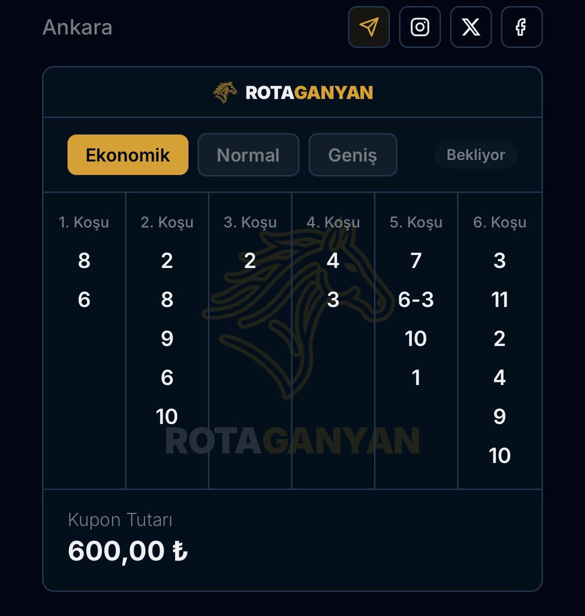 rotaganyantr's tweet photo. Ankara 75.yıl hipodromu 1.altılı ganyan analiz ve tahminlerimizdir. Detaylı analizlere sitemizden ulaşabilirsiniz.Bol şans diler her zaman kendi tercihlerinizin daha önemli olduğunu hatırlatmak isteriz. #tjk #banko #kupon #ankara #hipodrom #atyarisi #analiz #altiliganyantahminleri